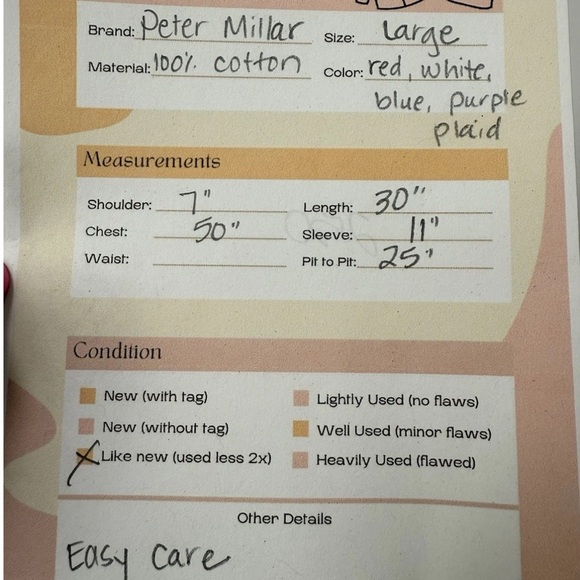 Peter Millar Red and Blue Casual Button Down Shirt - Picture 8 of 8